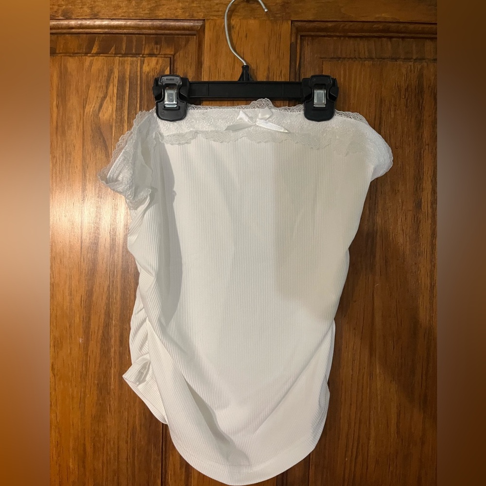white lace trim tube top